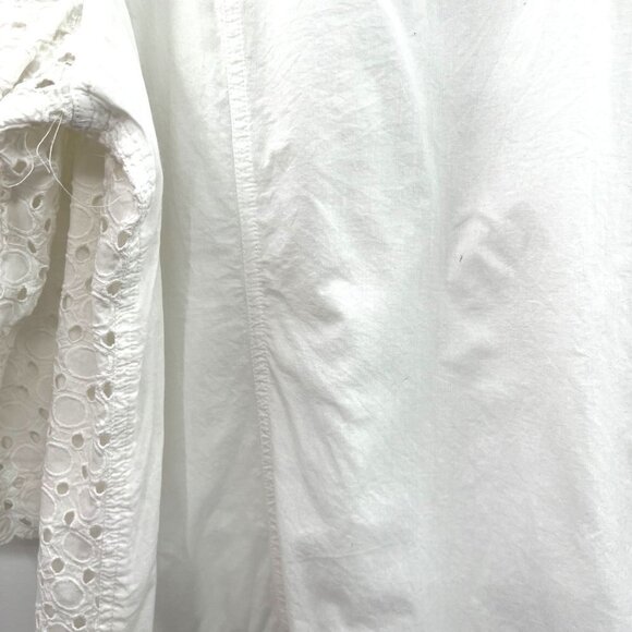 Chico's Women's White Eyelet Cotton Long Sleeve Open Front Jacket Size 3 - Picture 10 of 16